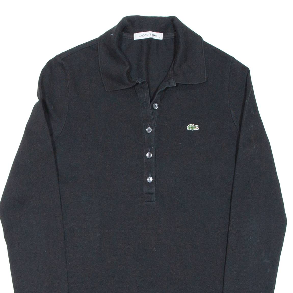 LACOSTE Mens Polo Shirt Black Long Sleeve S