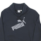 PUMA Womens Navy Blue Cotton Blend Sweatshirt Shawl Collar UK 14 Pullover