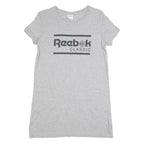 REEBOK Womens Grey Cotton Classic Logo Mini Dress Short Sleeve M Casual Summer