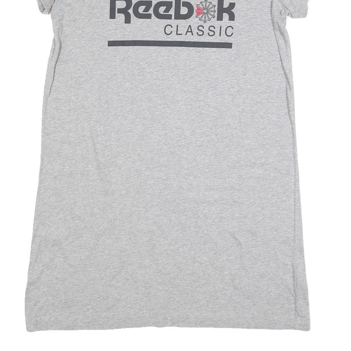 REEBOK Womens Grey Cotton Classic Logo Mini Dress Short Sleeve M Casual Summer