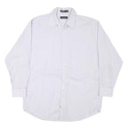 NAUTICA Mens White & Blue Checked Shirt L Cotton Blend Classic Fit Long Sleeve