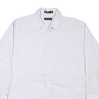 NAUTICA Mens White & Blue Checked Shirt L Cotton Blend Classic Fit Long Sleeve