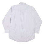 NAUTICA Mens White & Blue Checked Shirt L Cotton Blend Classic Fit Long Sleeve