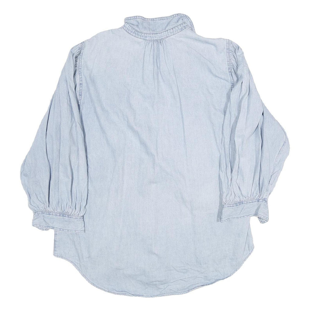 ZARA Womens Blue Denim Shirt Long Sleeve Collared M Button Front Casual Top