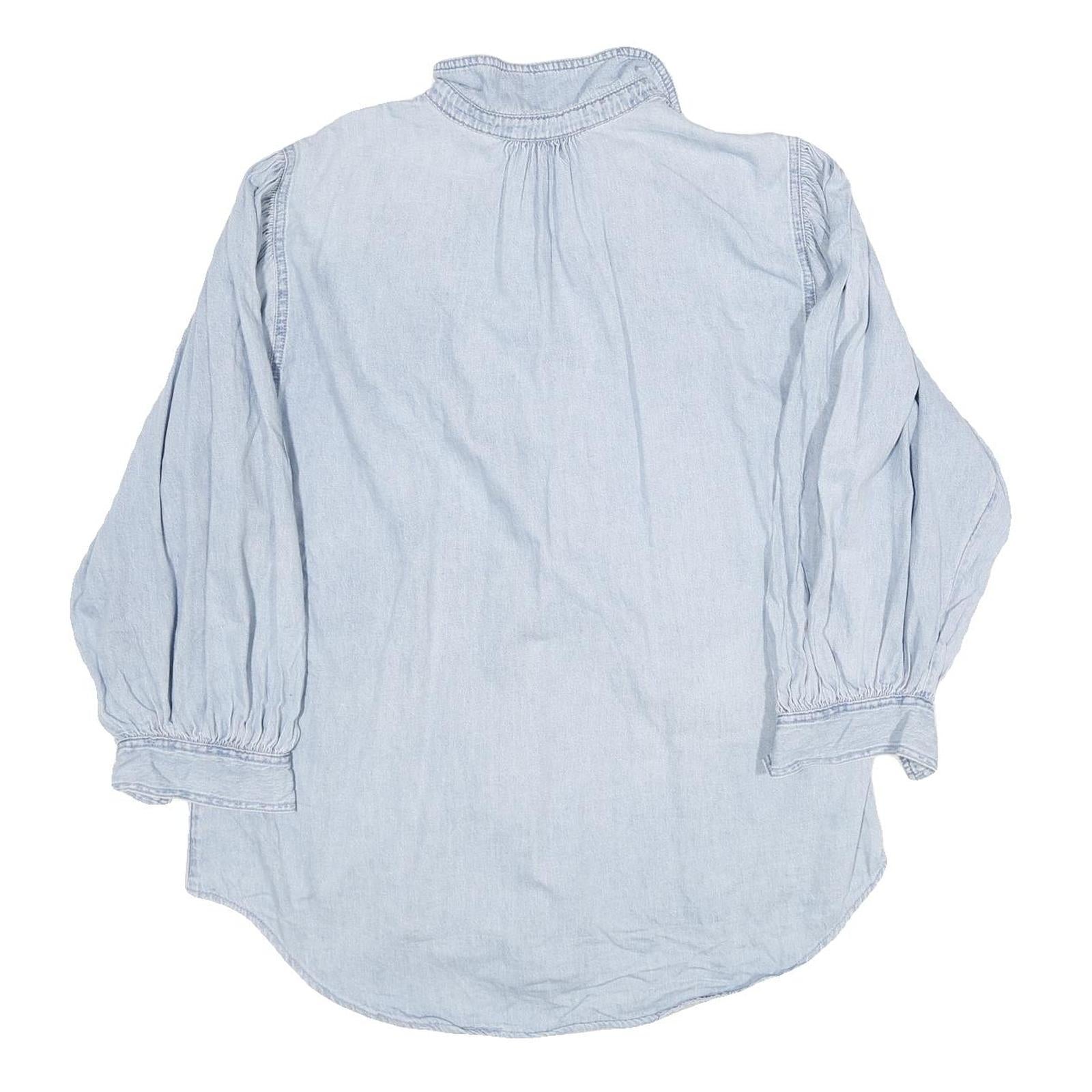 ZARA Womens Blue Denim Shirt Long Sleeve Collared M Button Front Casual Top