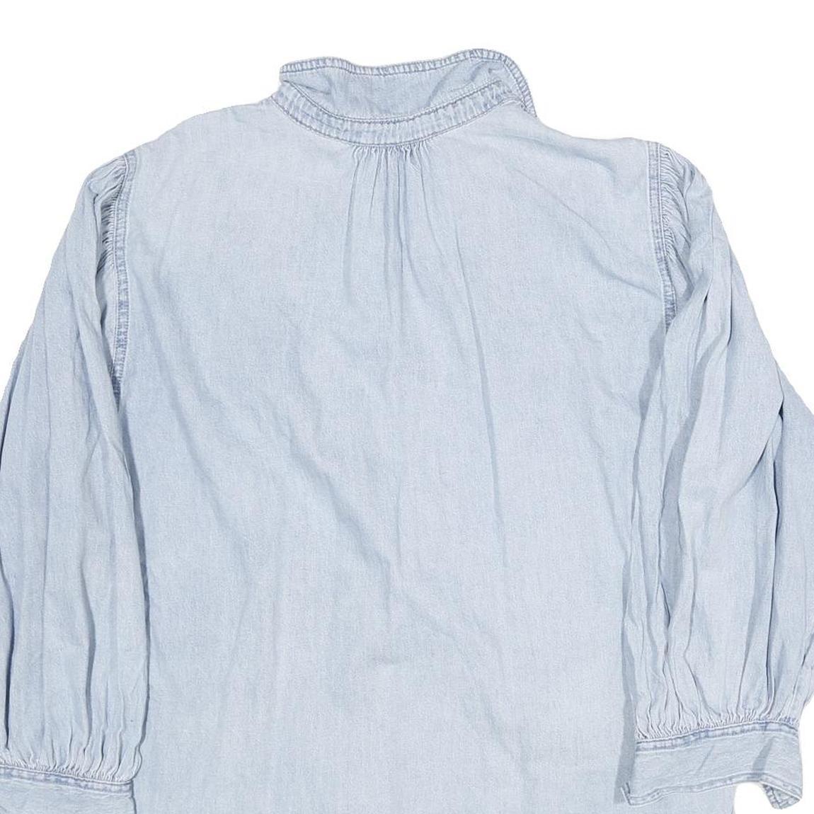 ZARA Womens Blue Denim Shirt Long Sleeve Collared M Button Front Casual Top