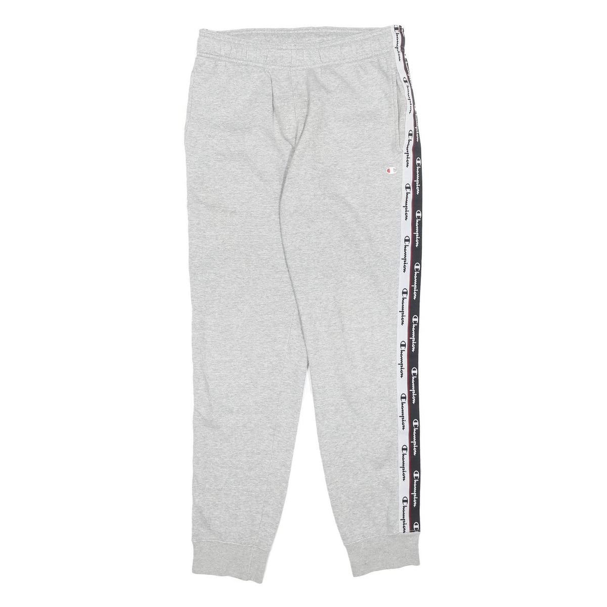 CHAMPION Mens Joggers Grey & Black Slim Tapered S W29 L29 Logo Tape