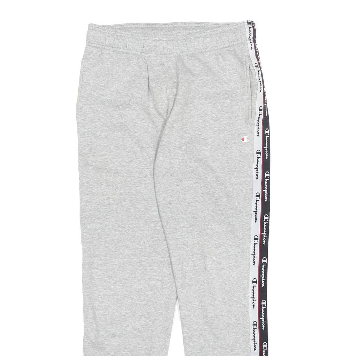 CHAMPION Mens Joggers Grey & Black Slim Tapered S W29 L29 Logo Tape
