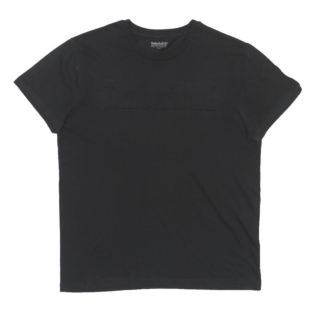 TIMBERLAND Mens Black Embossed Logo T-Shirt M Short Sleeve Crew Neck Cotton