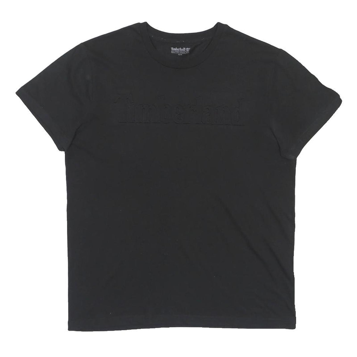 TIMBERLAND Mens Black Embossed Logo T-Shirt M Short Sleeve Crew Neck Cotton