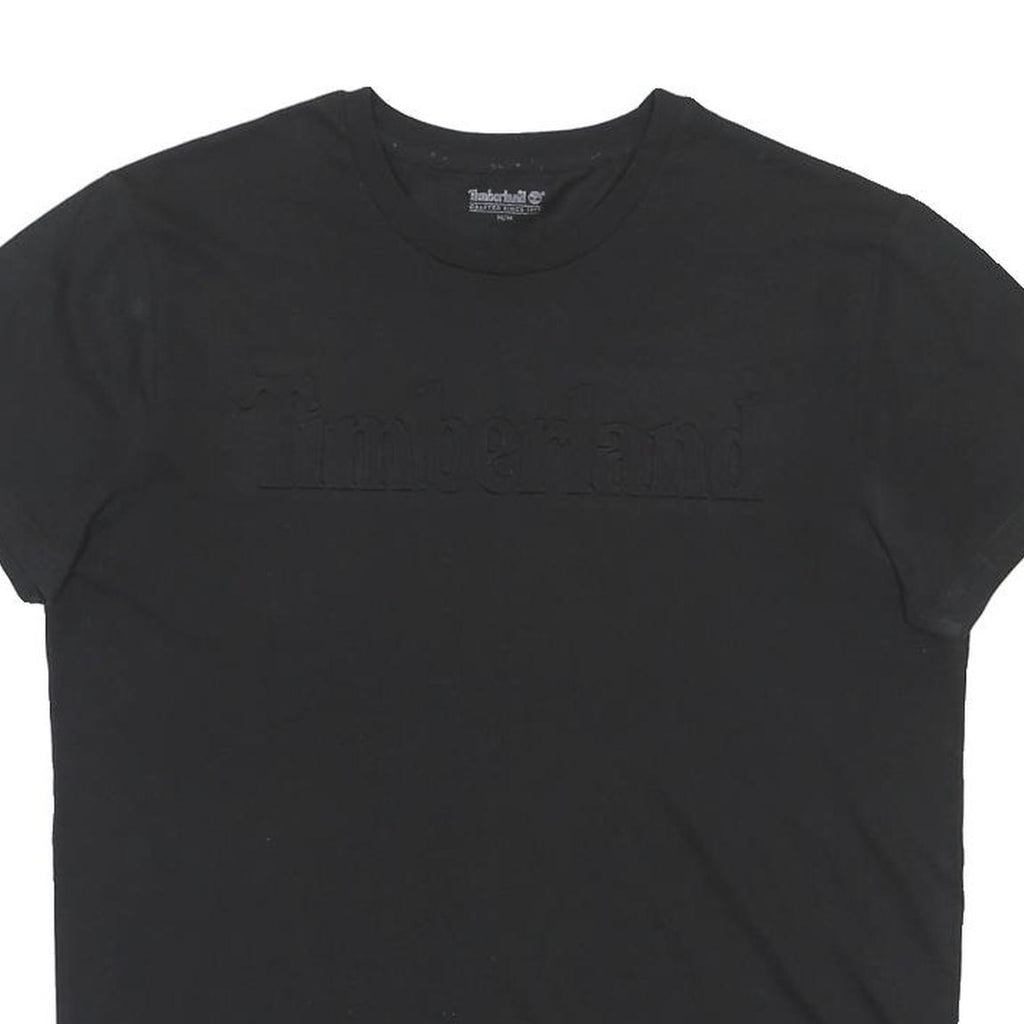 TIMBERLAND Mens Black Embossed Logo T-Shirt M Short Sleeve Crew Neck Cotton
