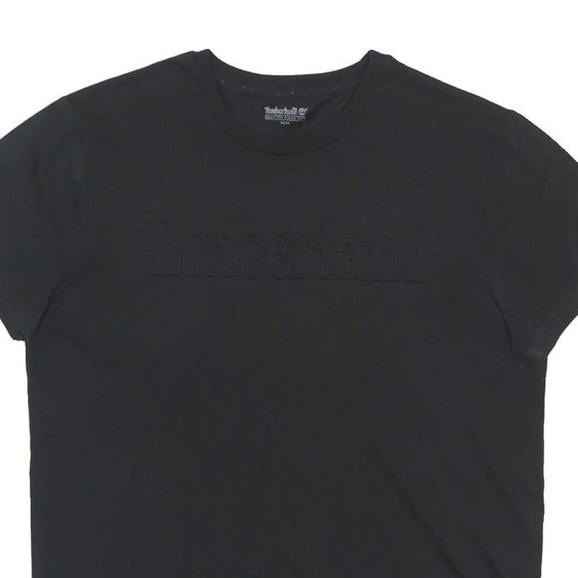 TIMBERLAND Mens Black Embossed Logo T-Shirt M Short Sleeve Crew Neck Cotton