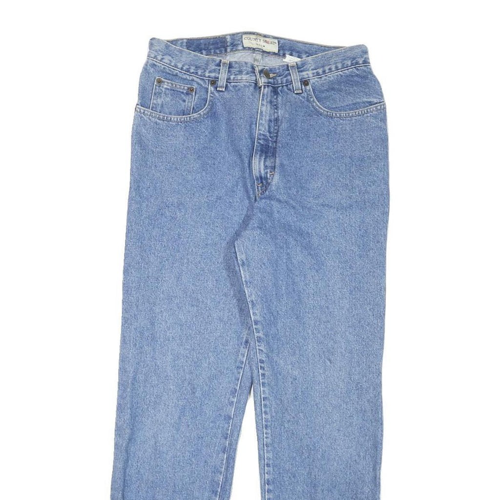 COUNTY SEAT Womens Regular Fit Blue Denim Jeans W30 L29 Classic Zip Closure
