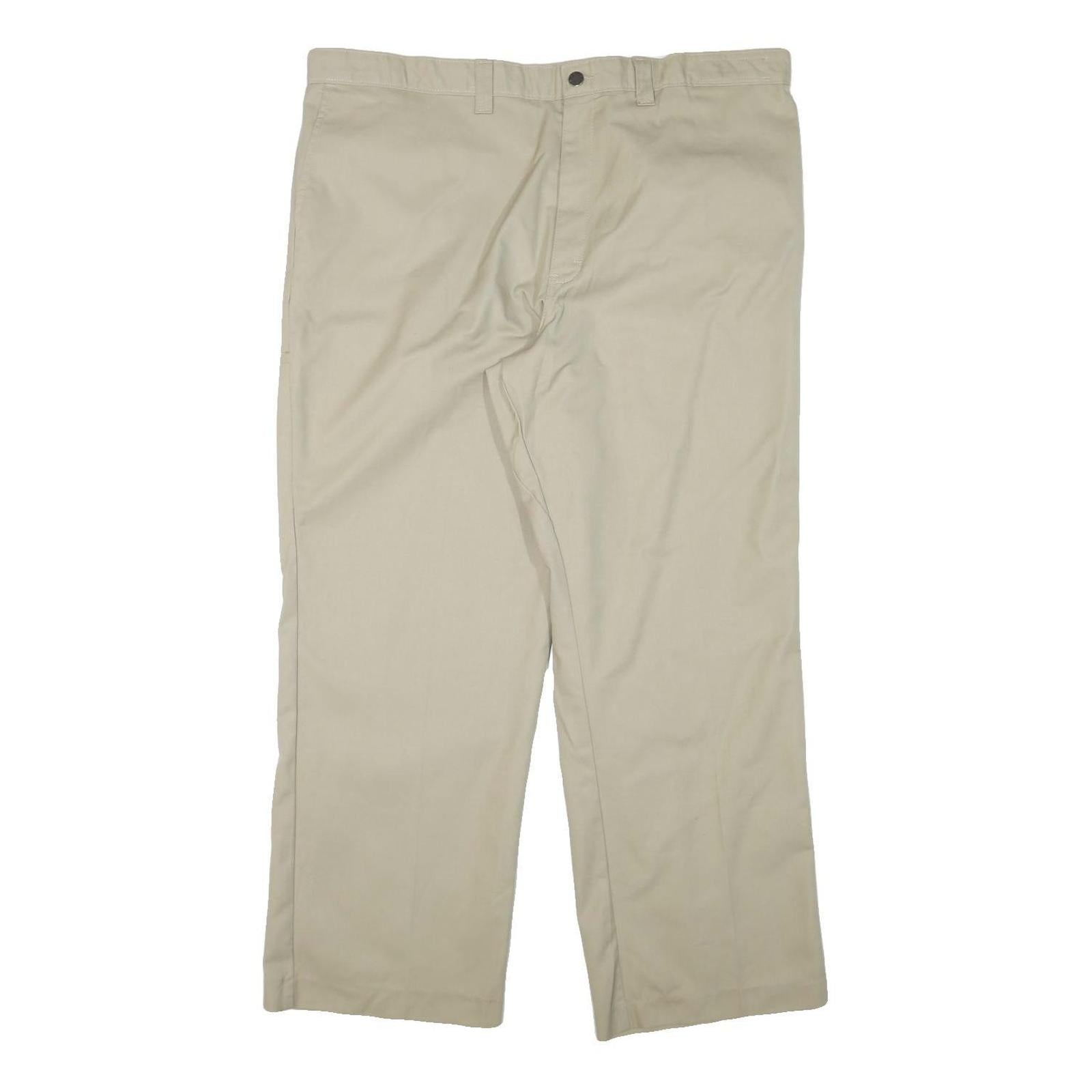 DICKIES Mens Cotton Blend Beige Regular Straight Trousers W42 L30 Workwear