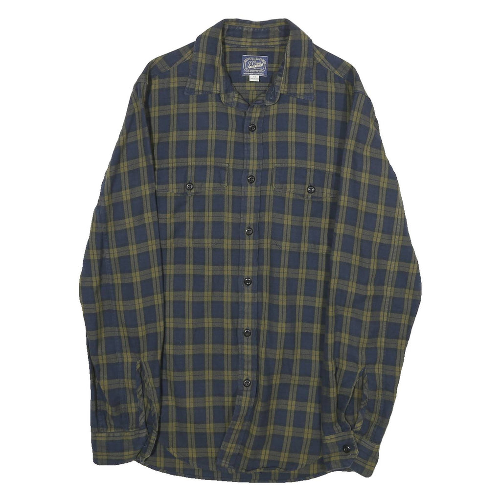 J.CREW Mens Blue & Olive Check Shirt XS Cotton Long Sleeve Button Casual Relaxed