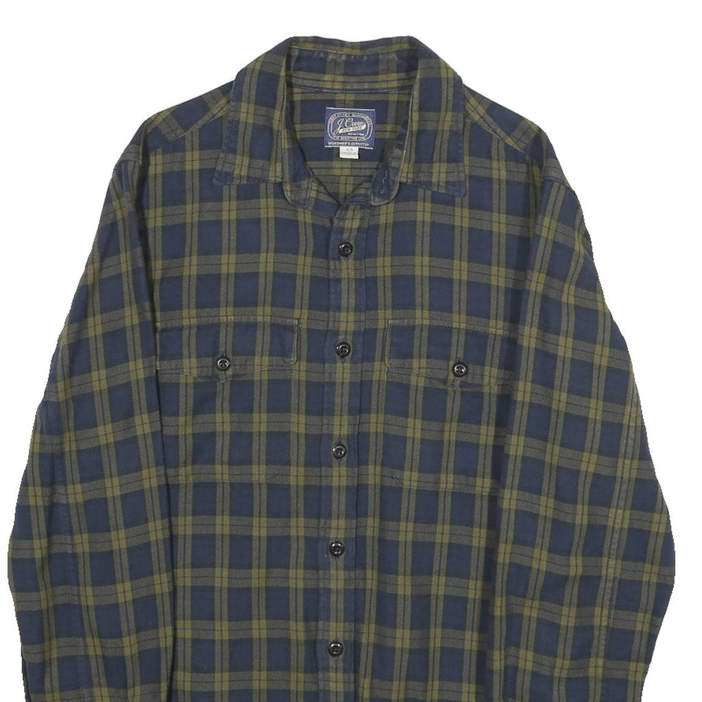 J.CREW Mens Blue & Olive Check Shirt XS Cotton Long Sleeve Button Casual Relaxed
