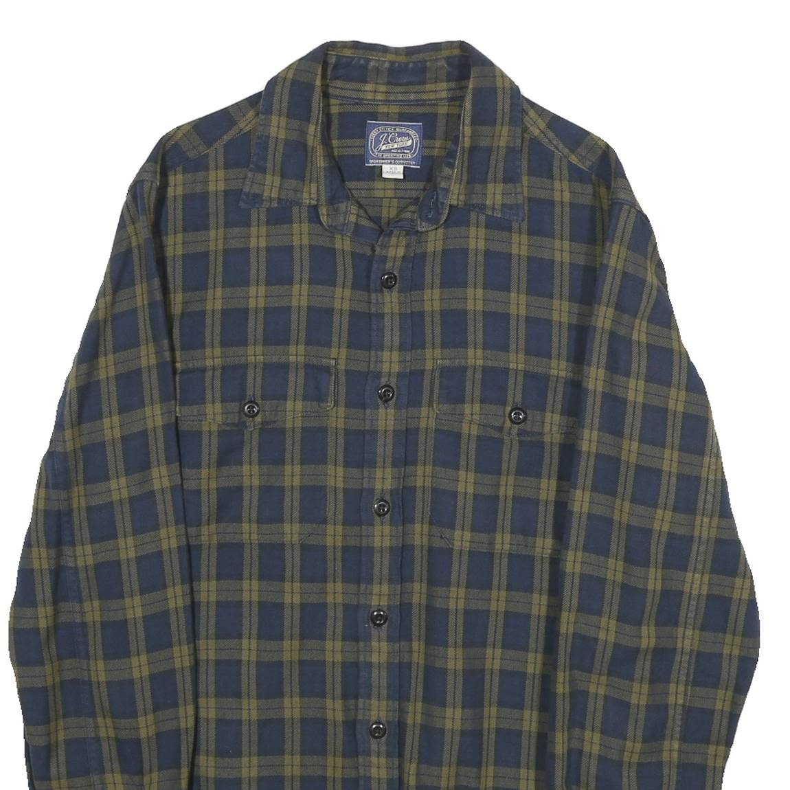 J.CREW Mens Blue & Olive Check Shirt XS Cotton Long Sleeve Button Casual Relaxed