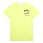 OFF-WHITE Mens Yellow Graphic T-Shirt S Short Sleeve Crew Neck Contracting Print