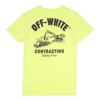 OFF-WHITE Mens Yellow Graphic T-Shirt S Short Sleeve Crew Neck Contracting Print