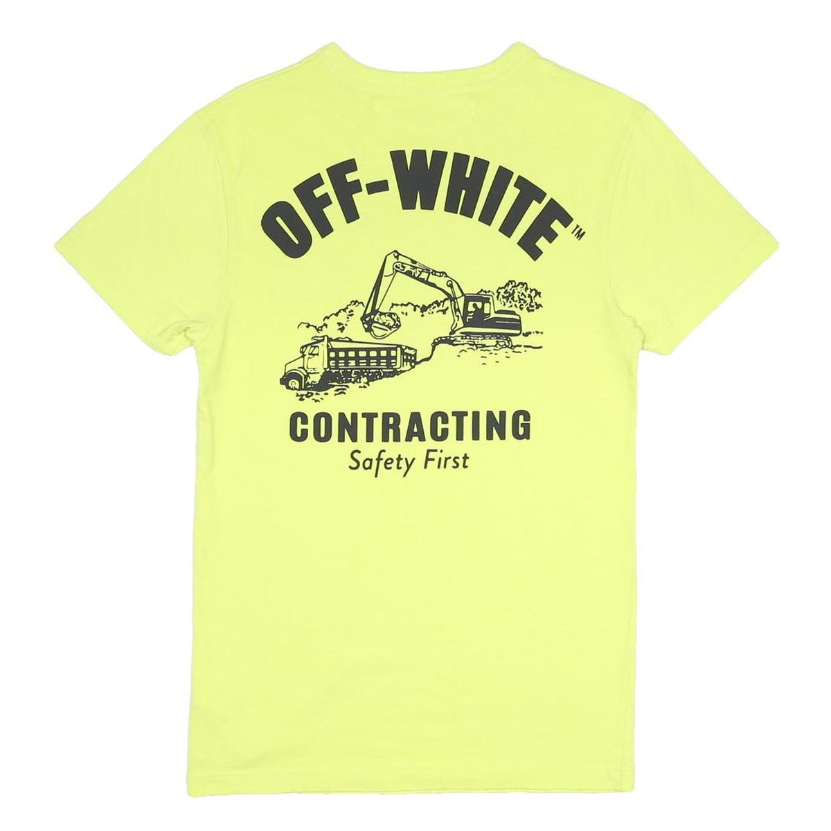 OFF-WHITE Mens Yellow Graphic T-Shirt S Short Sleeve Crew Neck Contracting Print