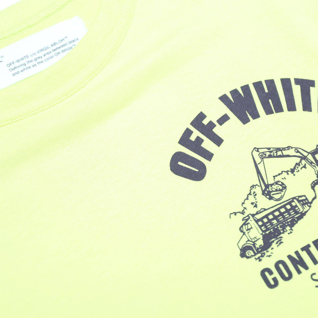 OFF-WHITE Mens Yellow Graphic T-Shirt S Short Sleeve Crew Neck Contracting Print