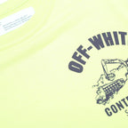 OFF-WHITE Mens Yellow Graphic T-Shirt S Short Sleeve Crew Neck Contracting Print