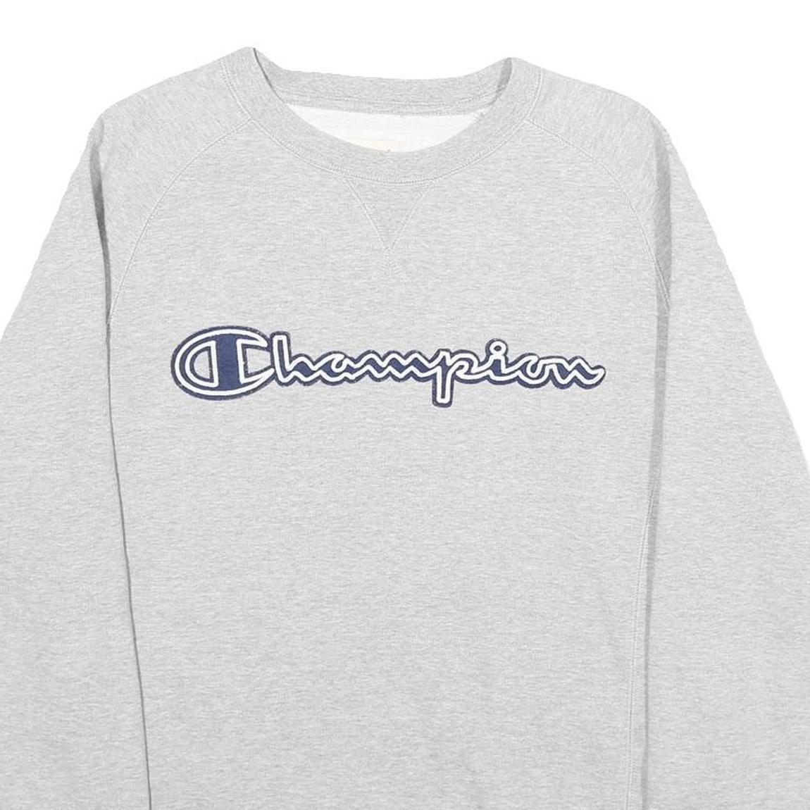 CHAMPION Mens Grey Pullover Crew Neck Sweatshirt M Cotton Blend Classic
