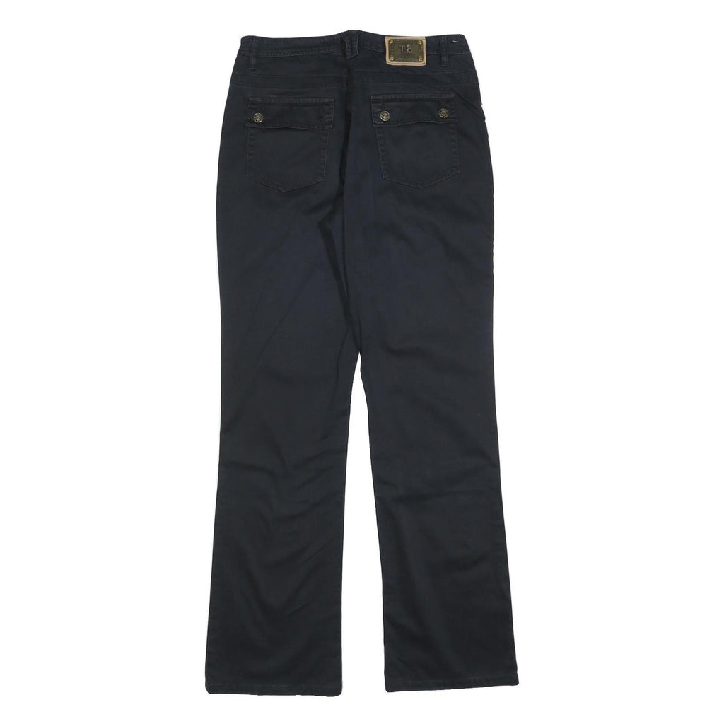 THE BEST Womens Regular Navy Blue Cotton Blend Trousers W30 L34 Zip Closure