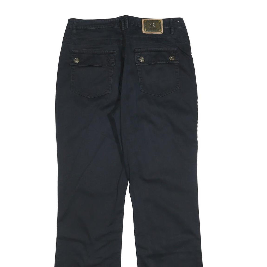 THE BEST Womens Regular Navy Blue Cotton Blend Trousers W30 L34 Zip Closure