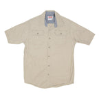WRANGLER Mens Beige Cotton Blend Short Sleeve Shirt M Casual Workwear