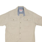 WRANGLER Mens Beige Cotton Blend Short Sleeve Shirt M Casual Workwear
