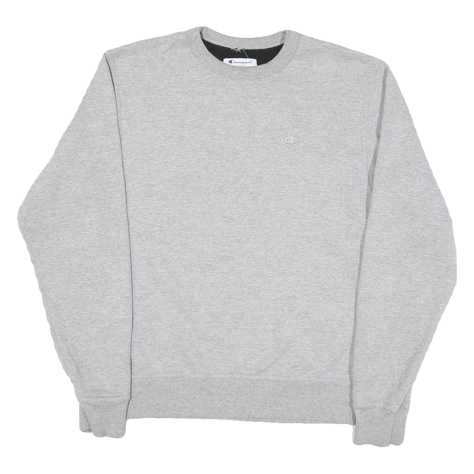 CHAMPION Mens Grey Crew Neck S Cotton Logo Sweatshirt Pullover Casual