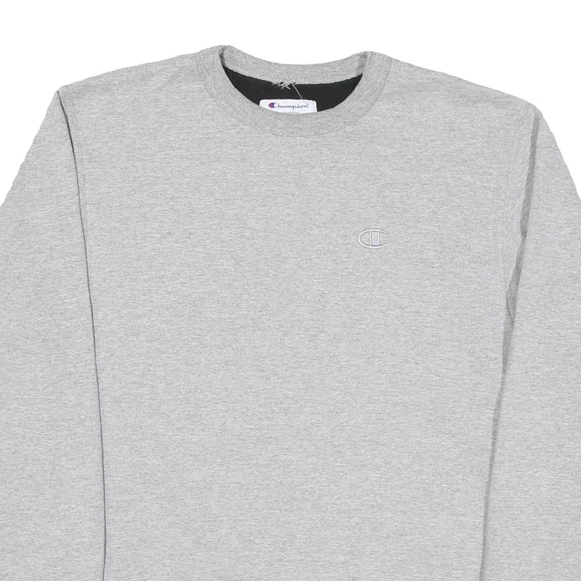 CHAMPION Mens Grey Crew Neck S Cotton Logo Sweatshirt Pullover Casual