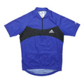 ADIDAS Boys Blue & Black Sports Cycling T-Shirt M Short Sleeve 1/4 Zip