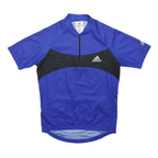 ADIDAS Boys Blue & Black Sports Cycling T-Shirt M Short Sleeve 1/4 Zip