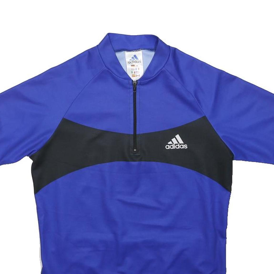 ADIDAS Boys Blue & Black Sports Cycling T-Shirt M Short Sleeve 1/4 Zip