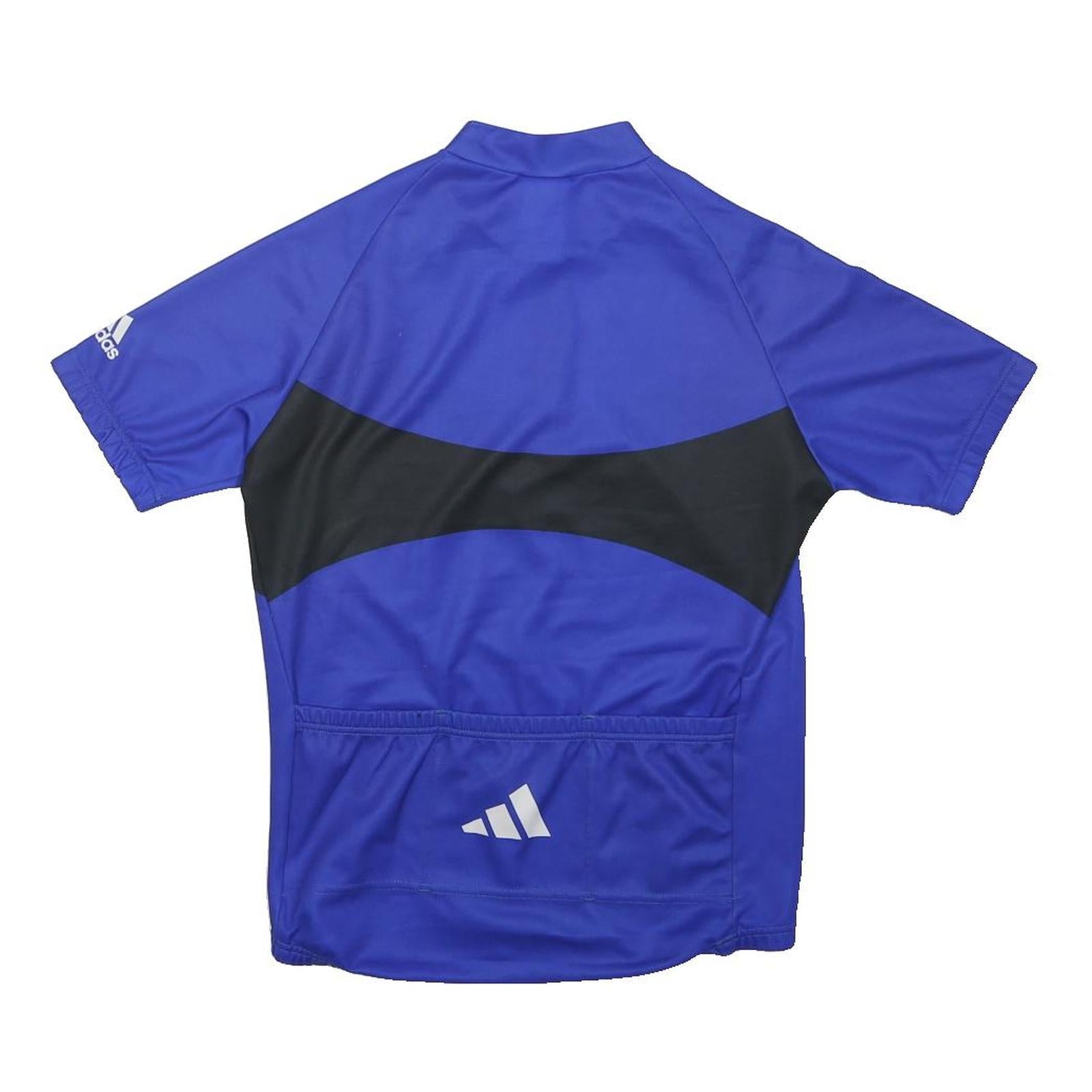 ADIDAS Boys Blue & Black Sports Cycling T-Shirt M Short Sleeve 1/4 Zip