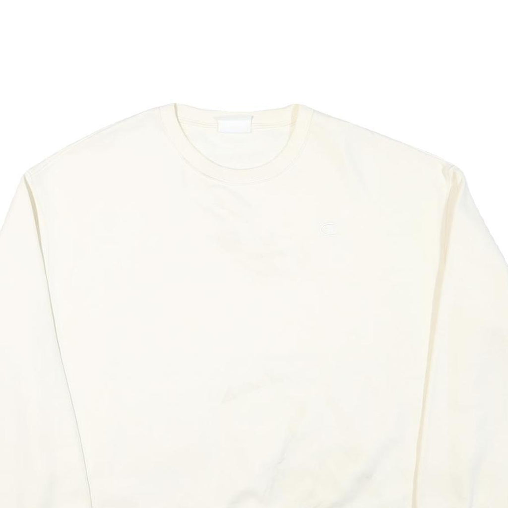 CHAMPION Mens White XL Crew Neck Cotton Blend Sweatshirt Classic Logo
