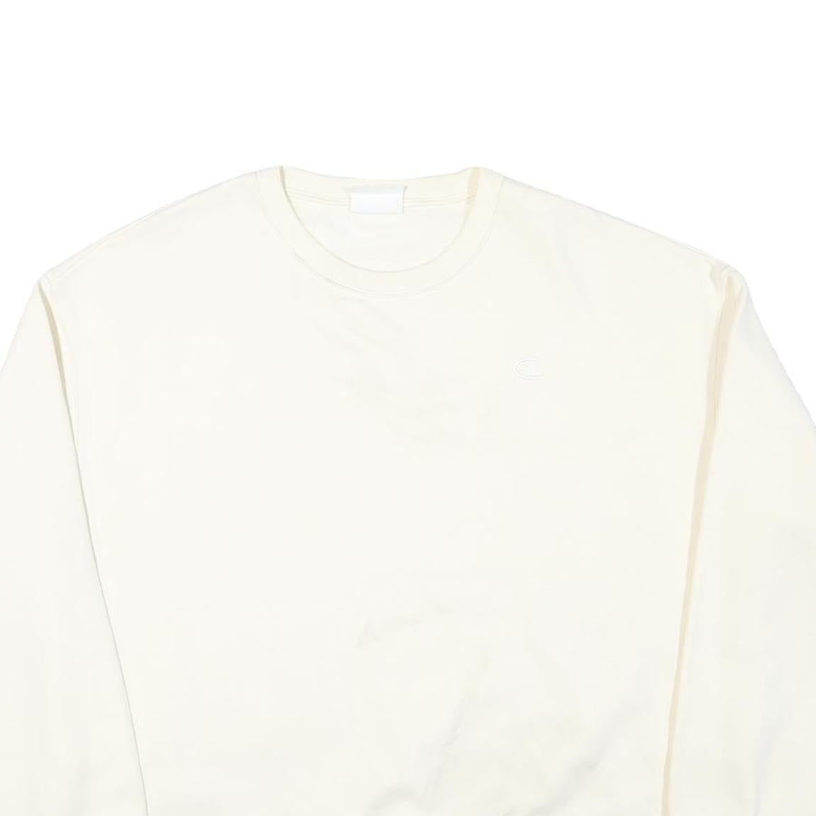 CHAMPION Mens White XL Crew Neck Cotton Blend Sweatshirt Classic Logo