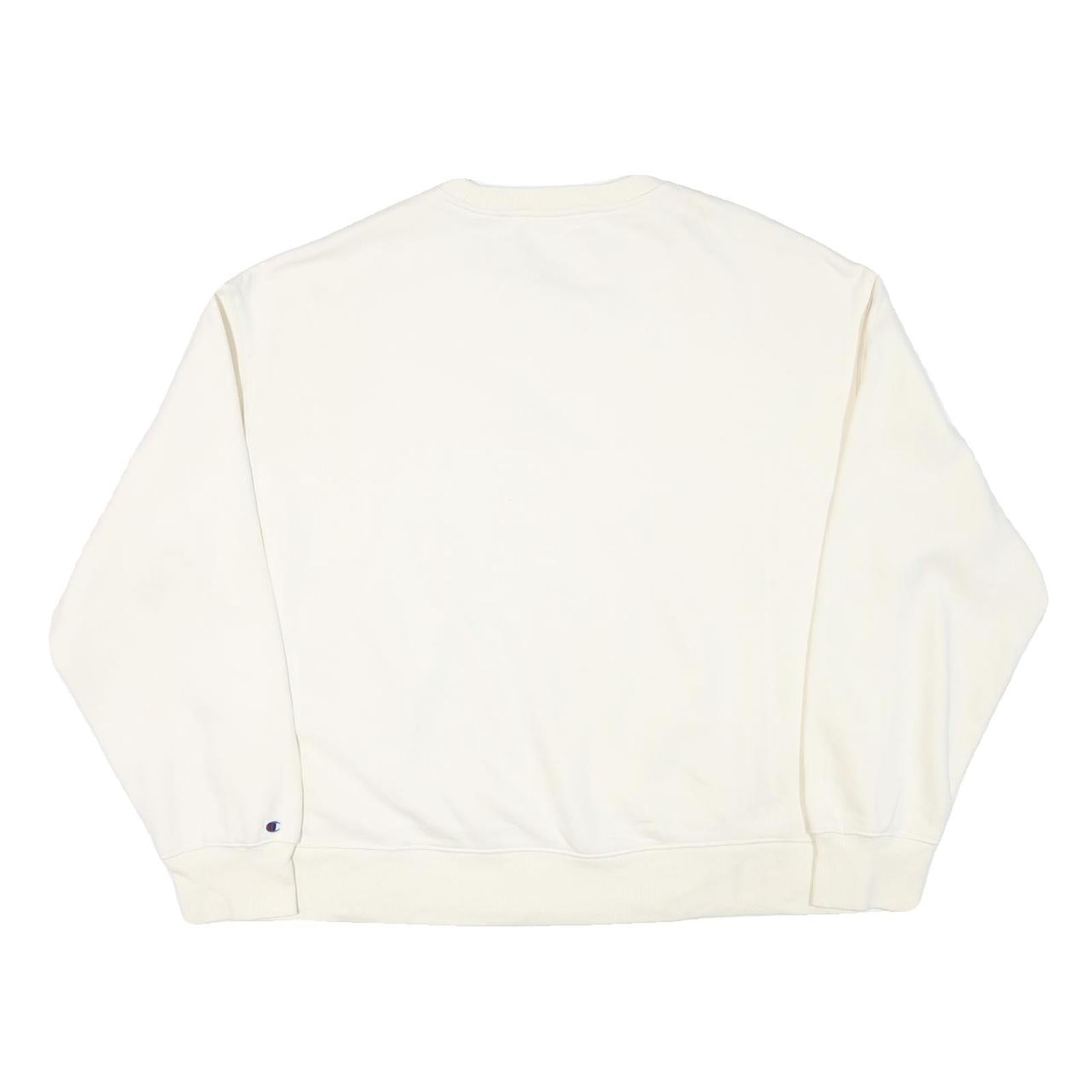 CHAMPION Mens White XL Crew Neck Cotton Blend Sweatshirt Classic Logo