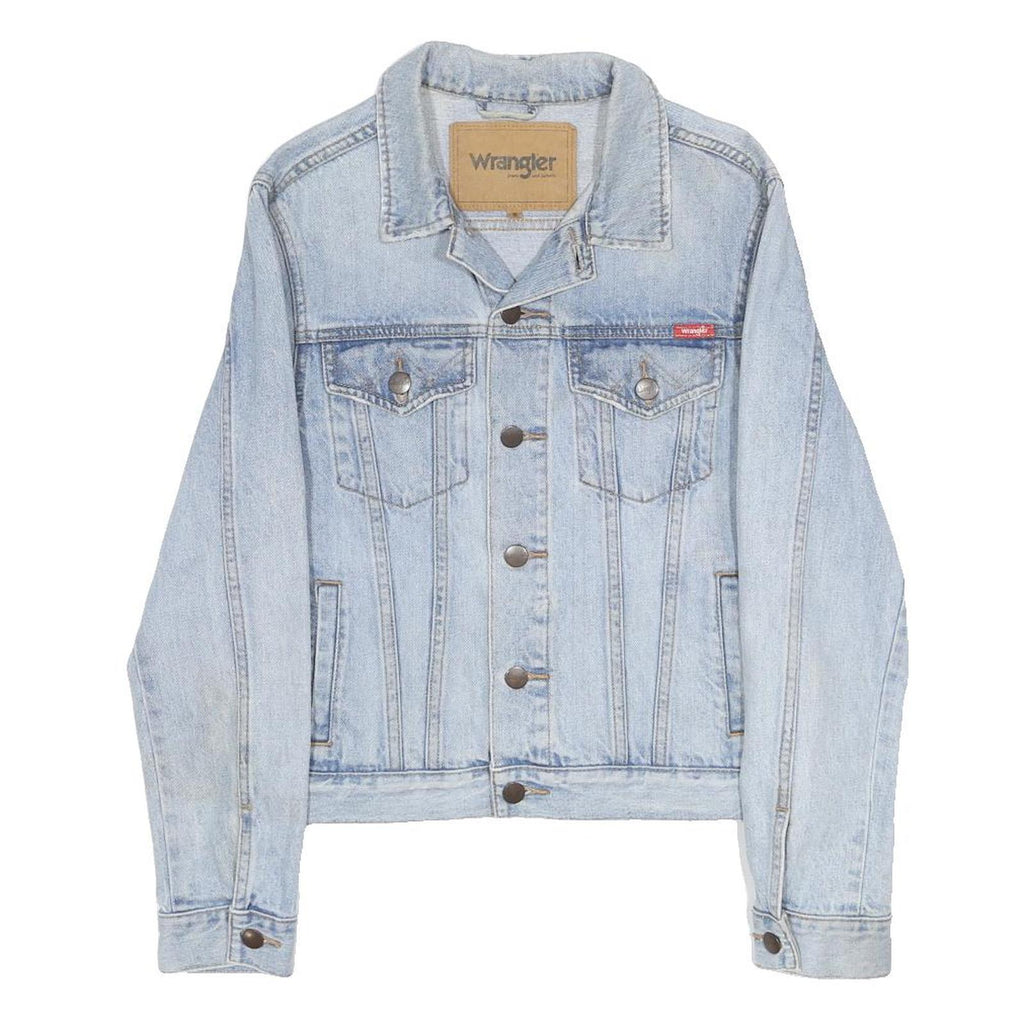 WRANGLER Womens Blue Denim Jacket S Cotton Button Casual Classic Light Wash