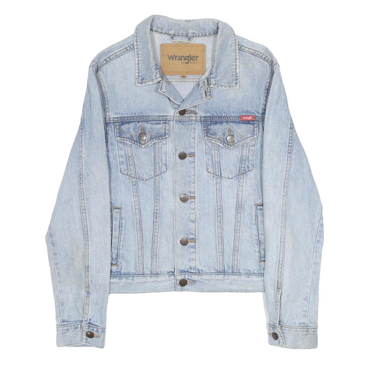 WRANGLER Womens Blue Denim Jacket S Cotton Button Casual Classic Light Wash
