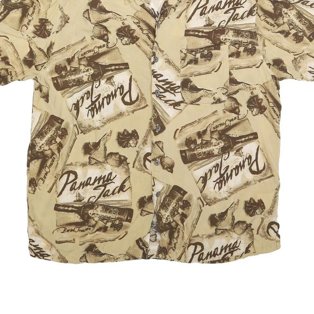 PAVANA JACK Mens Beige Rayon Shirt XL Beach Print Button Front Relaxed Fit