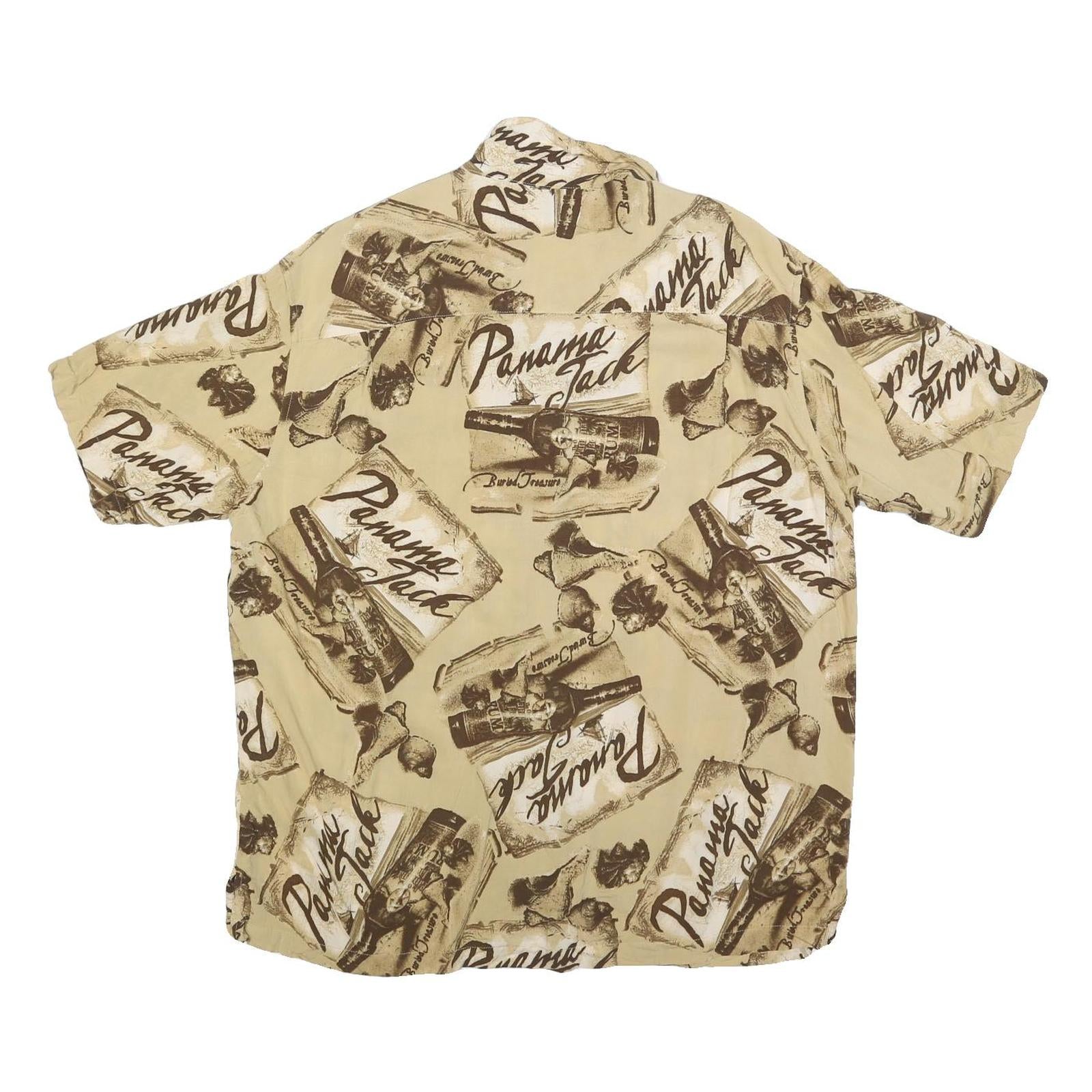 PAVANA JACK Mens Beige Rayon Shirt XL Beach Print Button Front Relaxed Fit