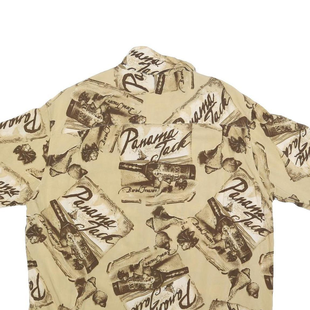 PAVANA JACK Mens Beige Rayon Shirt XL Beach Print Button Front Relaxed Fit
