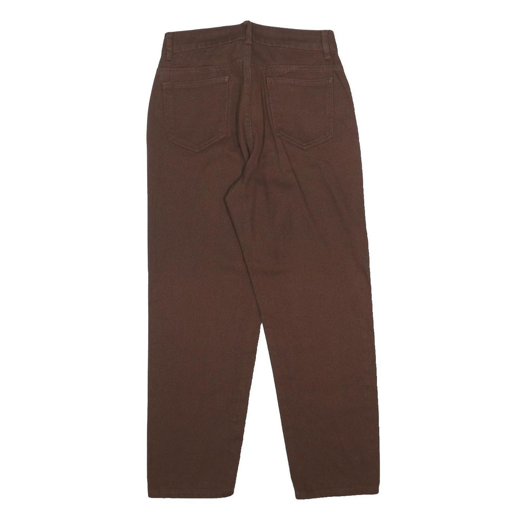Brown Womens Cotton Blend Regular Fit Trousers W26 L25 Zip Closure Casual Wear