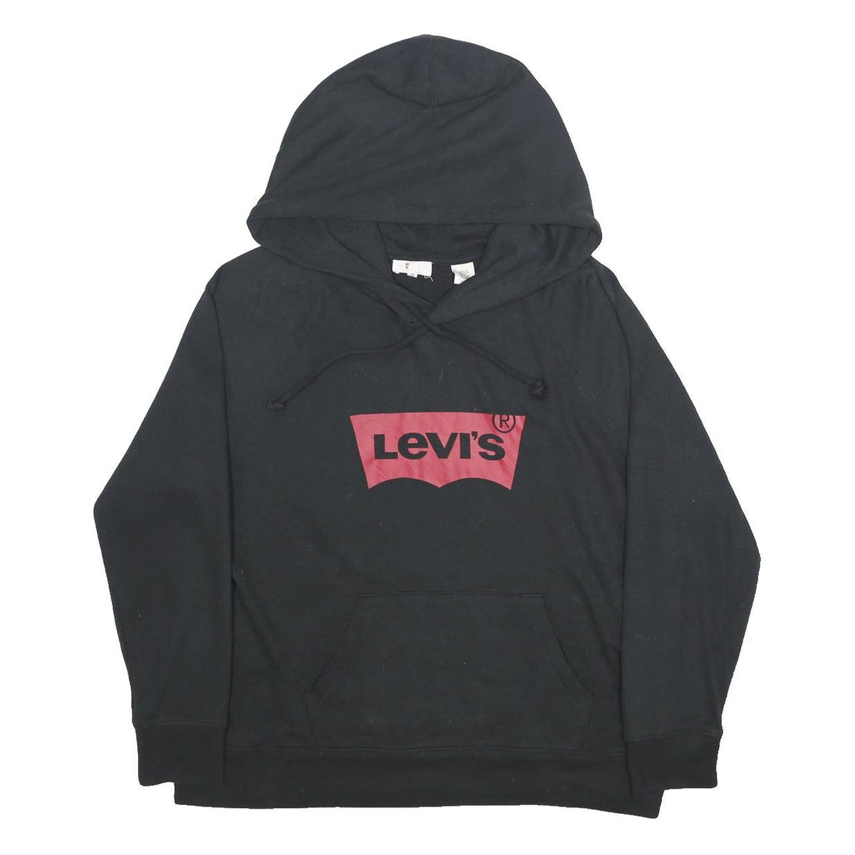 LEVI'S Womens Black Hoodie XL Cotton Blend Pullover Logo Sweatshirt