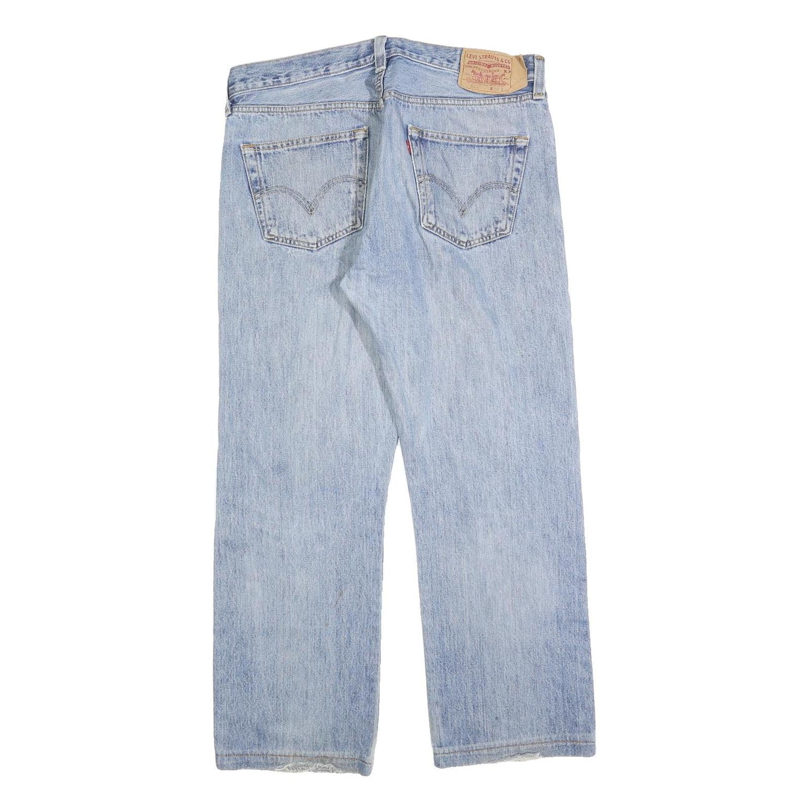 LEVI'S 501 Mens Jeans Blue Regular Straight Denim Medium W36 L28 Classic Button