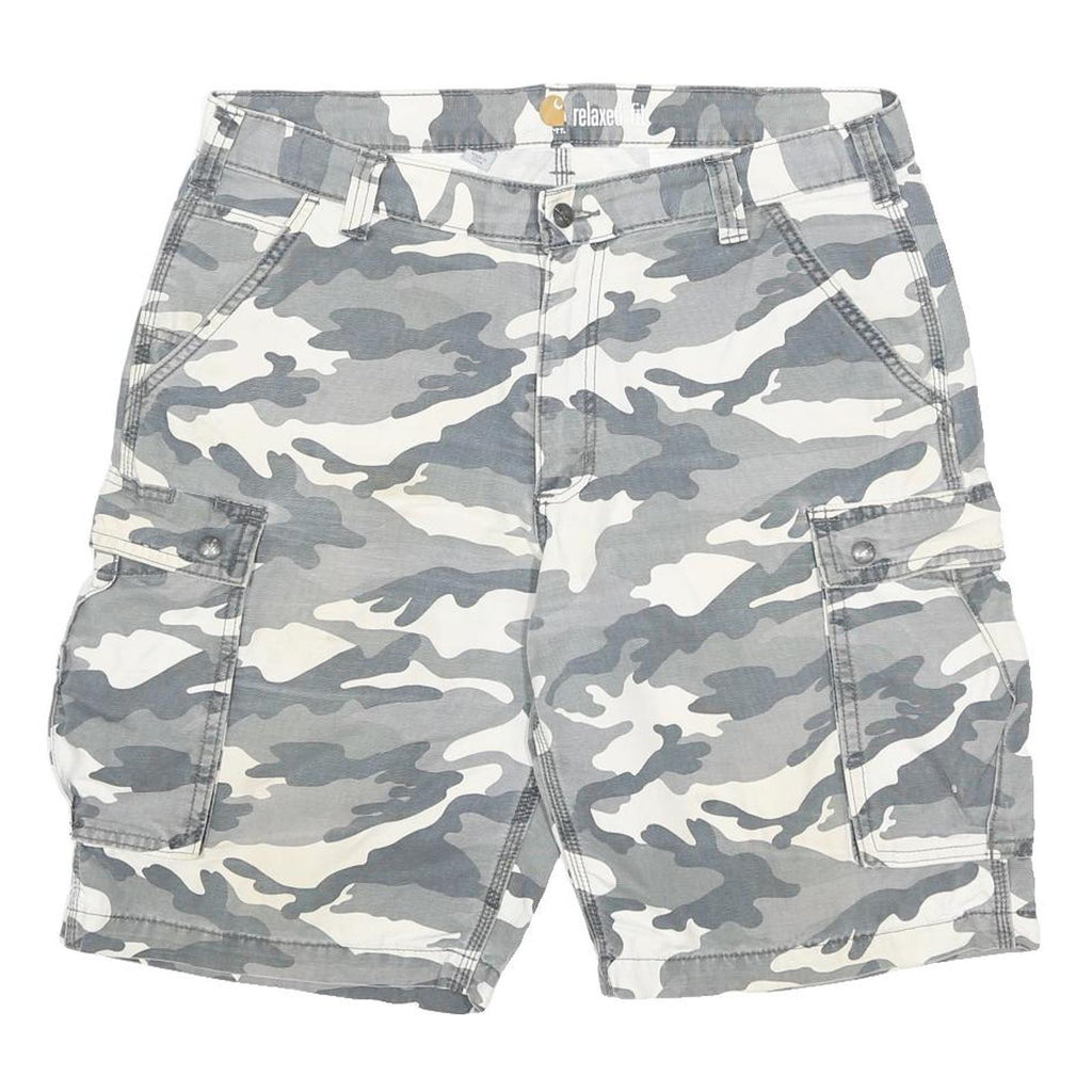CARHARTT Mens Grey Camouflage Cargo Cotton Shorts L W36 Relaxed Fit