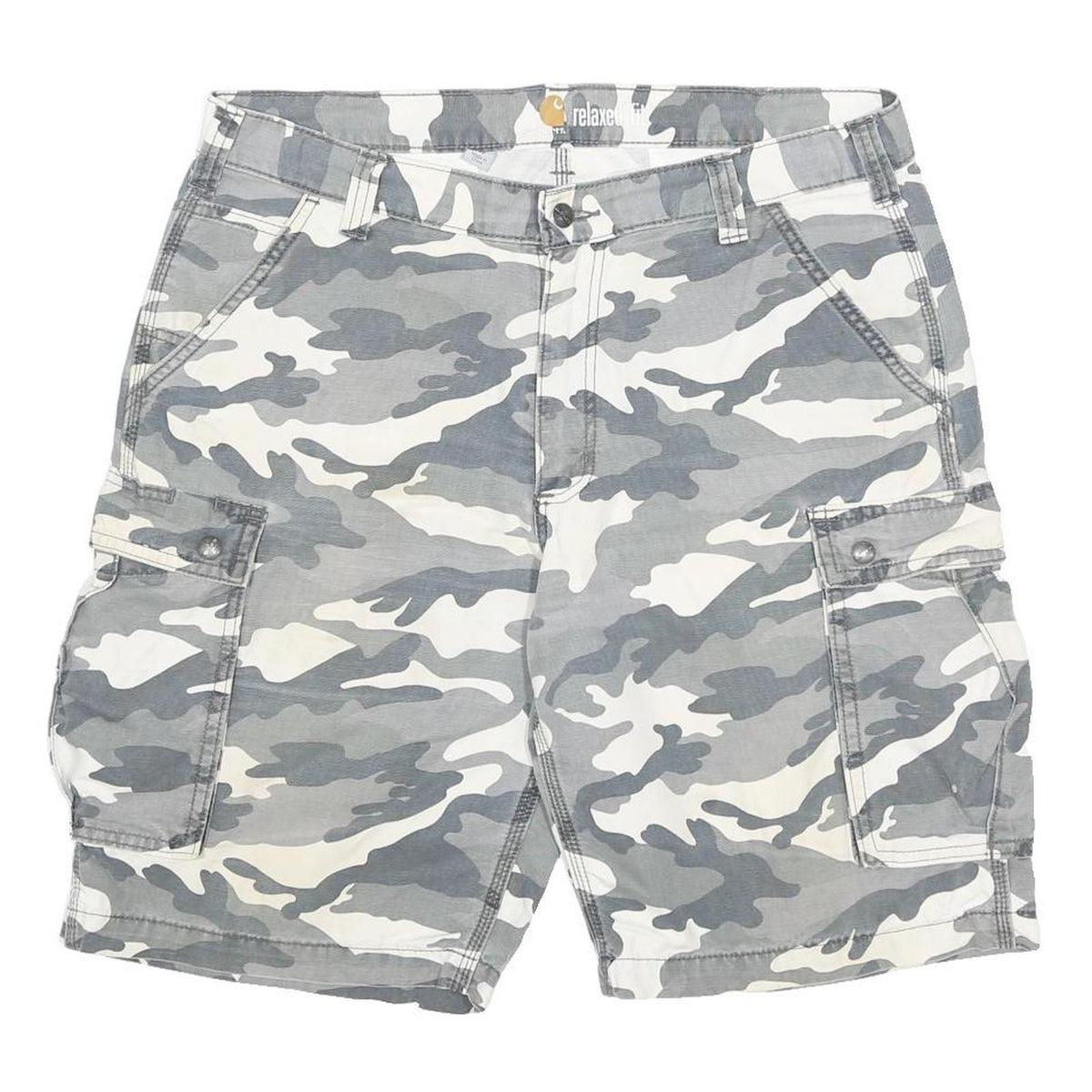 CARHARTT Mens Grey Camouflage Cargo Cotton Shorts L W36 Relaxed Fit